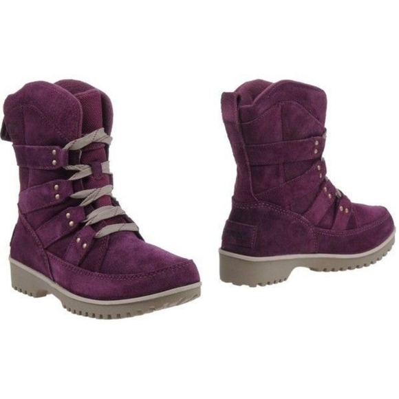 Sorel Shoes - Sorel Suede Meadow Waterproof Leather Boots Purple NL2208-562 Lace Up Si…